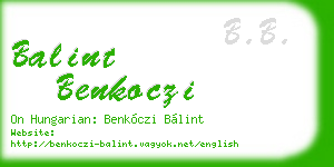 balint benkoczi business card