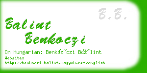 balint benkoczi business card